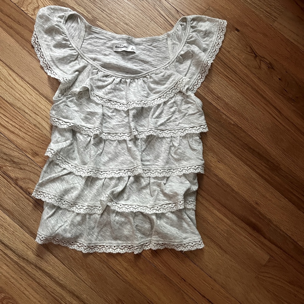 Abercrombie Kids multi Tiered Gray Ruffle Top